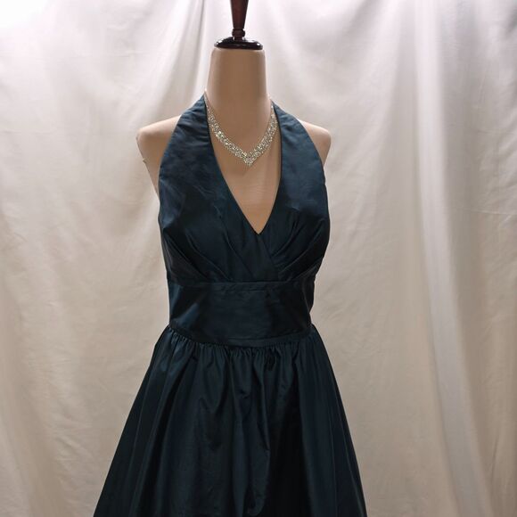 Mori Lee Iridescent Teal Halter Ballgown | Prom Perfection | Size 4 - Picture 5 of 16